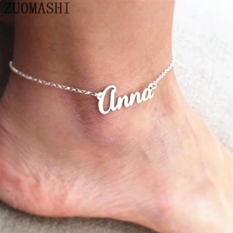 

Personalized Dainty Name Anklet Bracelet Stainless Steel Custom Name Anklet Delicate Cheville My Name Initial For Women Girls