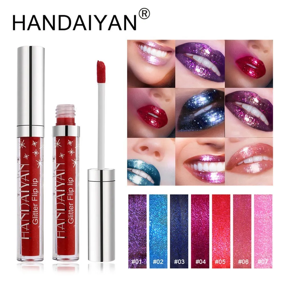 

HANDAIYAN Long Lasting Liquid Shiny Lip Gloss Cosmetic Beauty Makeup Gift for Women Waterproof Liquid Lipstick Glitter Lip Gloss