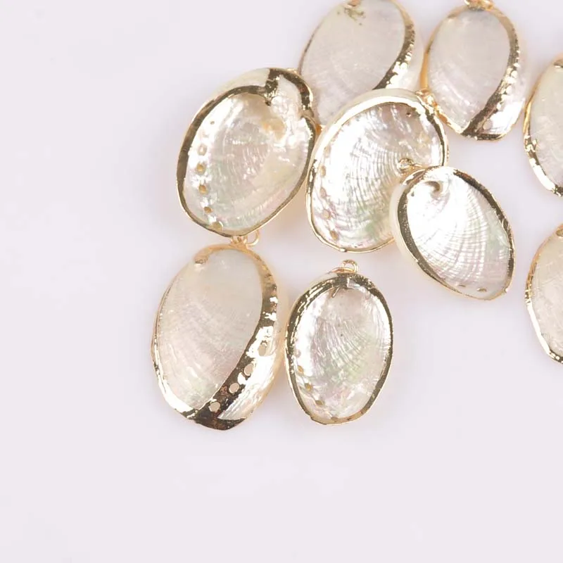 

25-31mm Shell Charm Pendants Conch Natural Rose Gold for jewelry making DIY 10pcs TRS0156
