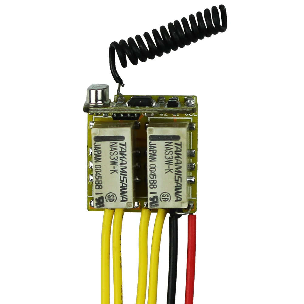 

Mini 2CH Relay Remote Switch DC3.7V 4.2V 5V 6V 7.4V 8.4V 9V 12V Output 0V Dry Contact Relay Switching Value NO COM NC 315/433