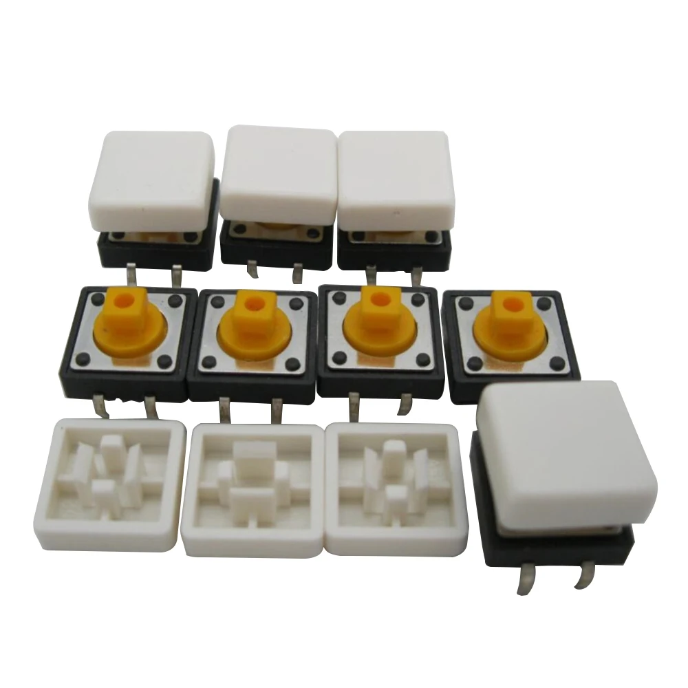 

60PCS B3F-4055 Tactile Touch Push Button Switch Momentary 12*12*7.3MM tact Micro switch button +60PCS white colors Tact Cap