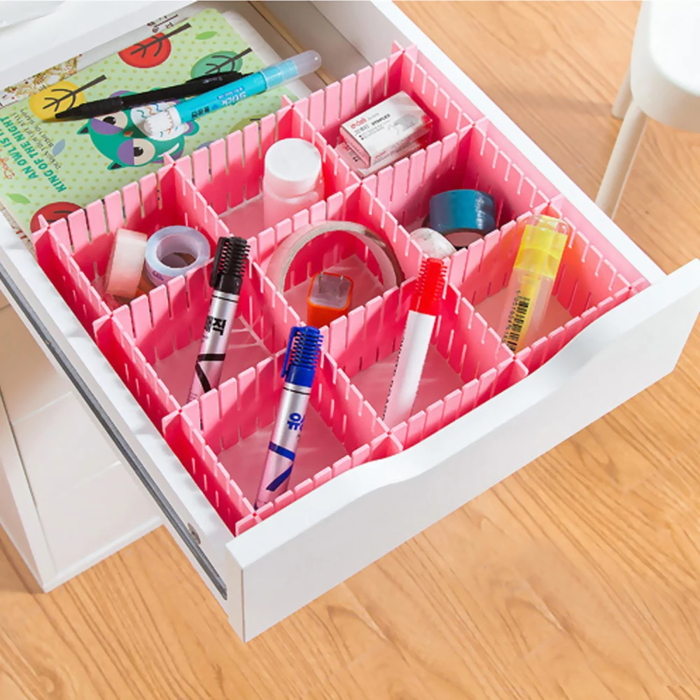 24x Drawer Dividers Adjustable Organiser Socks Plastic Makeup Closet Separators