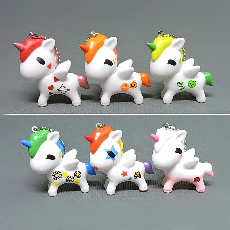 Радужный брелок Tokidoki с единорогом 6 шт./лот кулон в форме куклы лошадка