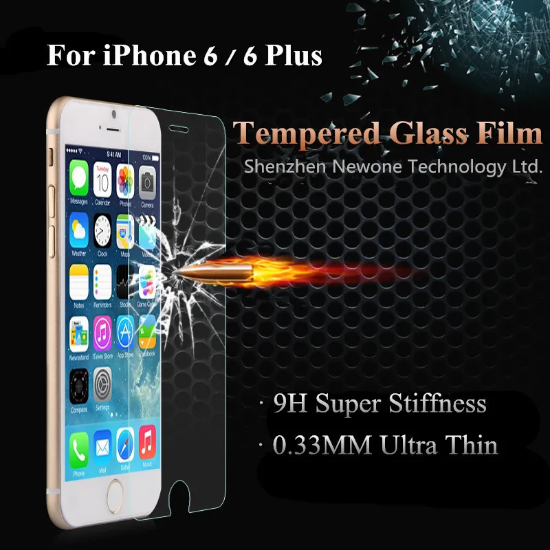 

0.26mm 9H Tempered Glass Screen Protector For iPhone 6 6s Plus 5.5' Explosion Proof Clear Toughened Protective Film