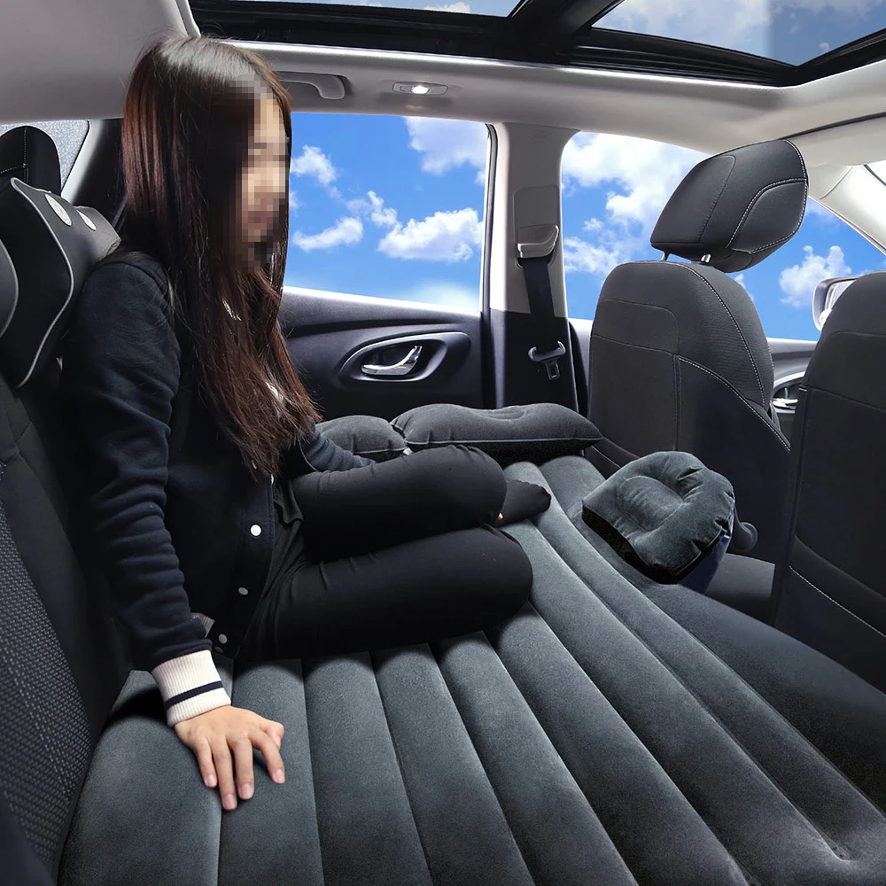 Автомобильный надувной матрас на заднем сиденье, надувная диванная подушка в автомобиле, открытый туристический матрас с подушками, автомобильная кровать для путешествий