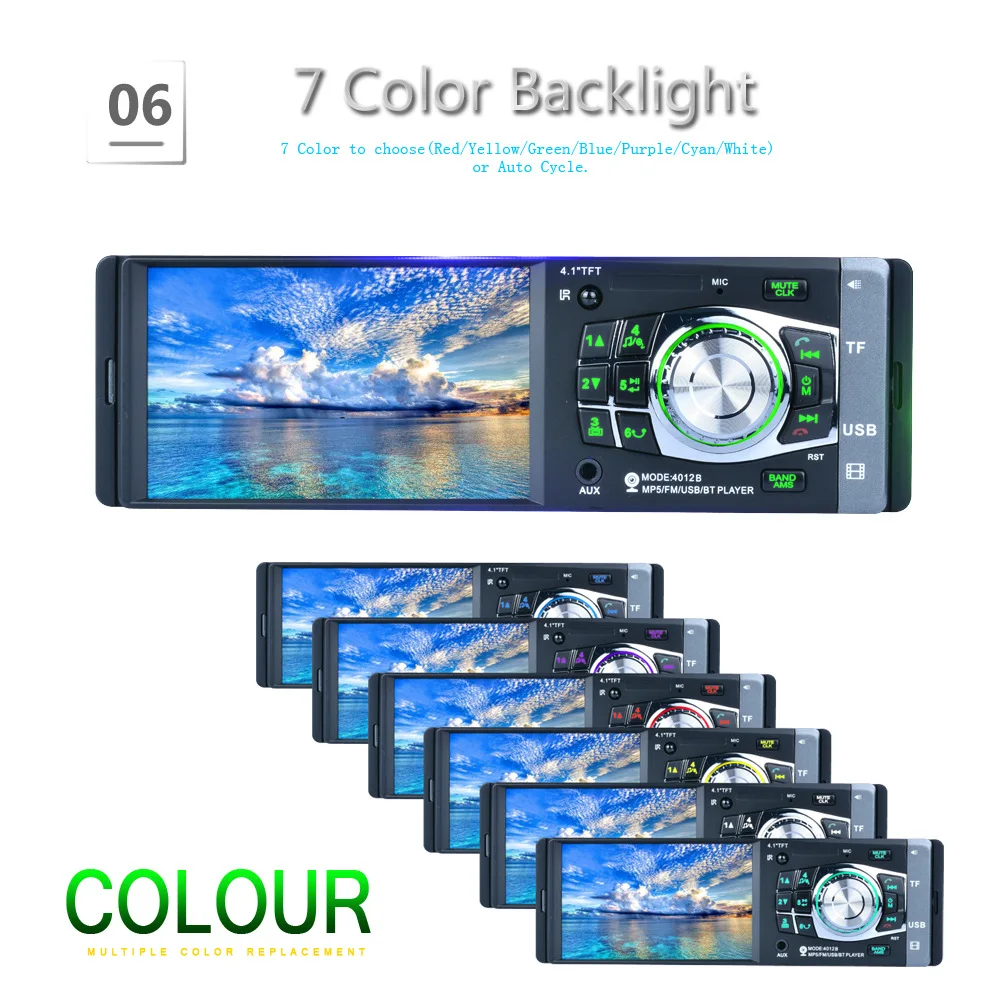 4.1 Inch 1 Din Car Stereo MP5 Player with Bluetooth FM Radio Car Audio player 1080P Input Wireless Remote Control + Rear camera 4.1 Inch 1 Din Car Stereo MP5 Player with Bluetooth FM Radio Car Audio player 1080P Input Wireless Remote Control + Rear camera