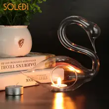 Гидропонная Цветочная ваза в форме лебедя контейнер для растений прозрачный стеклянный подсвечник прозрачный вечерние Свадебная декоративная свеча подставка