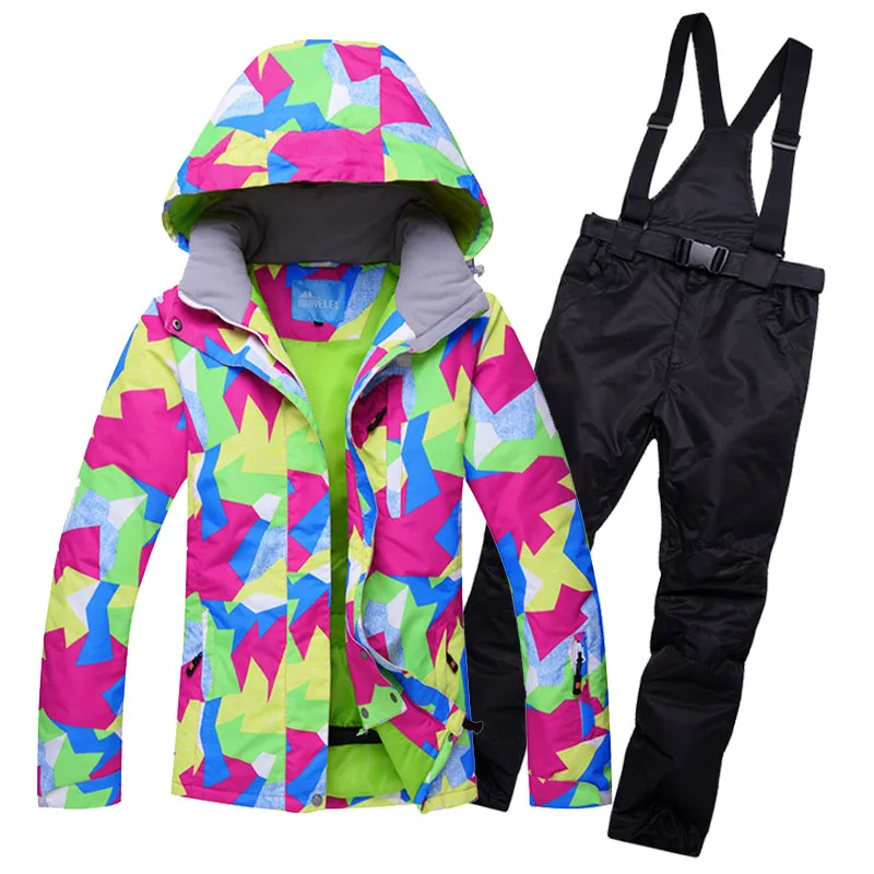 RIVIYELE зимний лыжный костюм женский, ветрозащитный, водонепроницаемый, лыжный и теплый и дышащий, куртка+ штаны - Цвет: CSG and Black