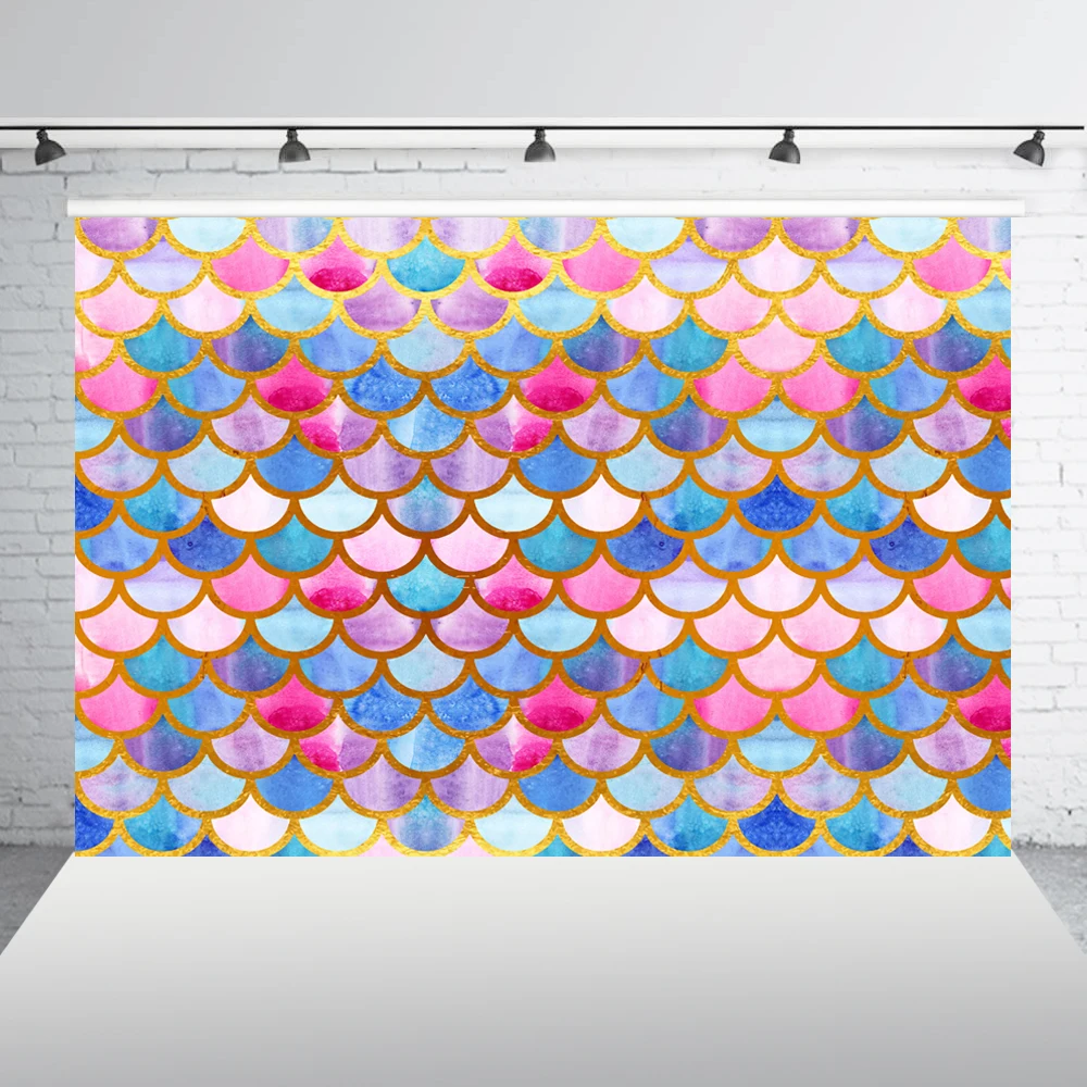 

Mermaid Fish Scales Photography backdrop Birthday party Photo background Dessert table Banner Background Studio XT-6933