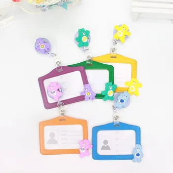 

2018 New Colorful Bear Retractable Badge Reel silicone Student Nurse Exihibiton ID Name Card Badge Holder Office Supplies