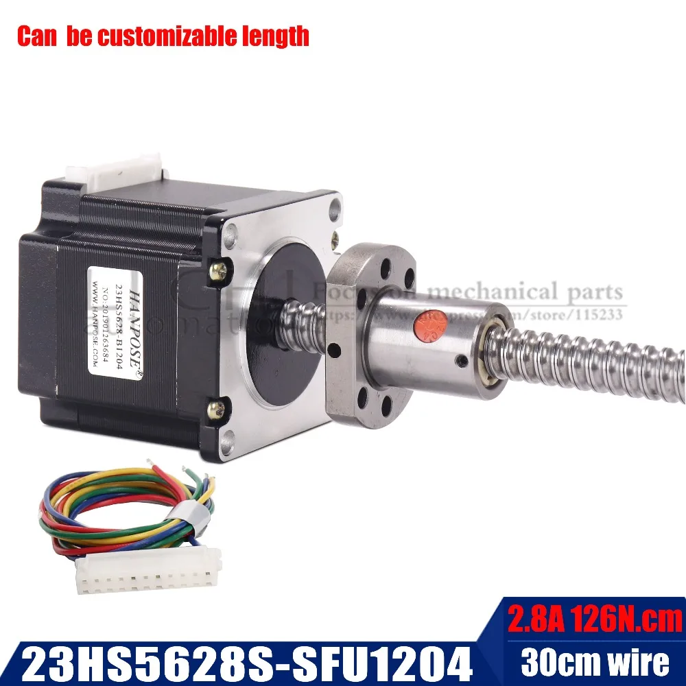 

Free shipping Nema 23 Stepper Motor 2 phase, 4-Leads 56mm 23hs5628S with RM1204 sfu1605 sfu1610 ball screw for CNC 3D Printer