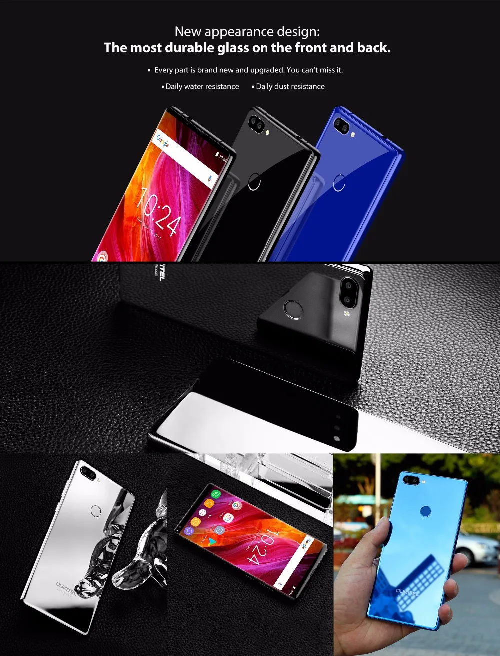 OUKITEL MIX2 6," 18:9 дисплей 6 ГБ ОЗУ 64 Гб ПЗУ 4080 мАч 5 В/5A Быстрая зарядка MTK6757 отпечаток пальца NFC Лицо ID Quad камеры смартфон