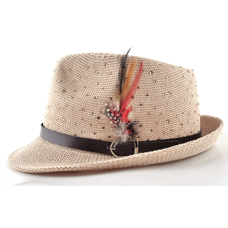 Модная летняя Мужская панама соломенная панамка Для мужчин солнце пляж перо Кепки воздухопроницаемость шляпа Для женщин шляпы женские летние