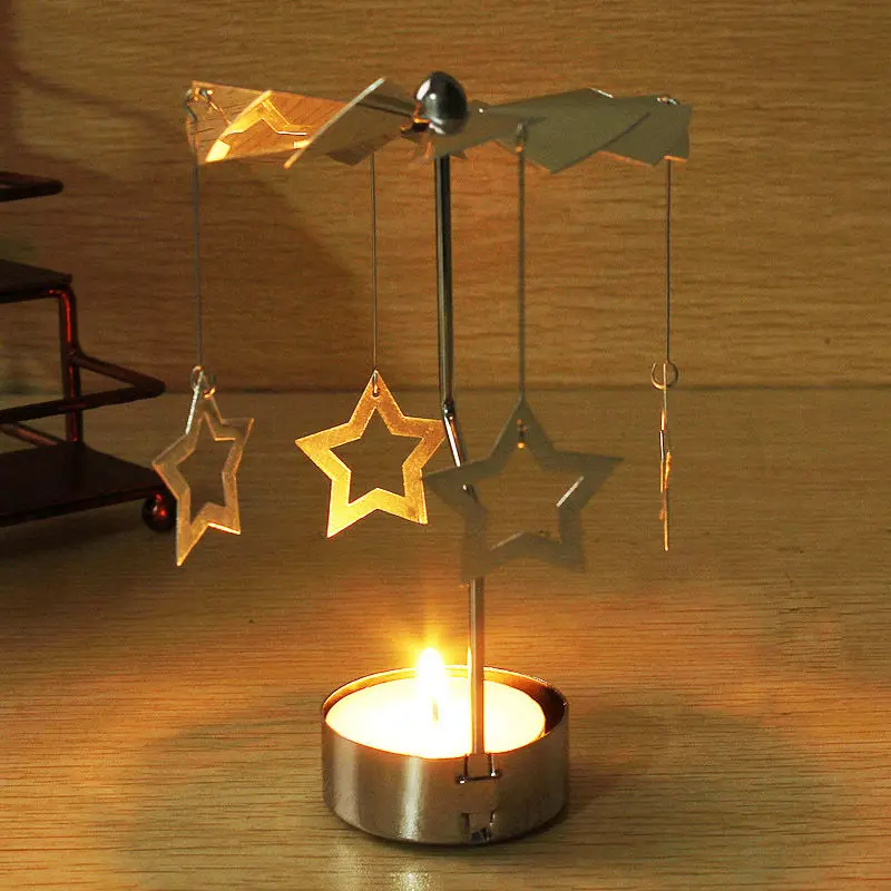 Tea light candle holders Spinning Rotary Metal Carousel Tea Light