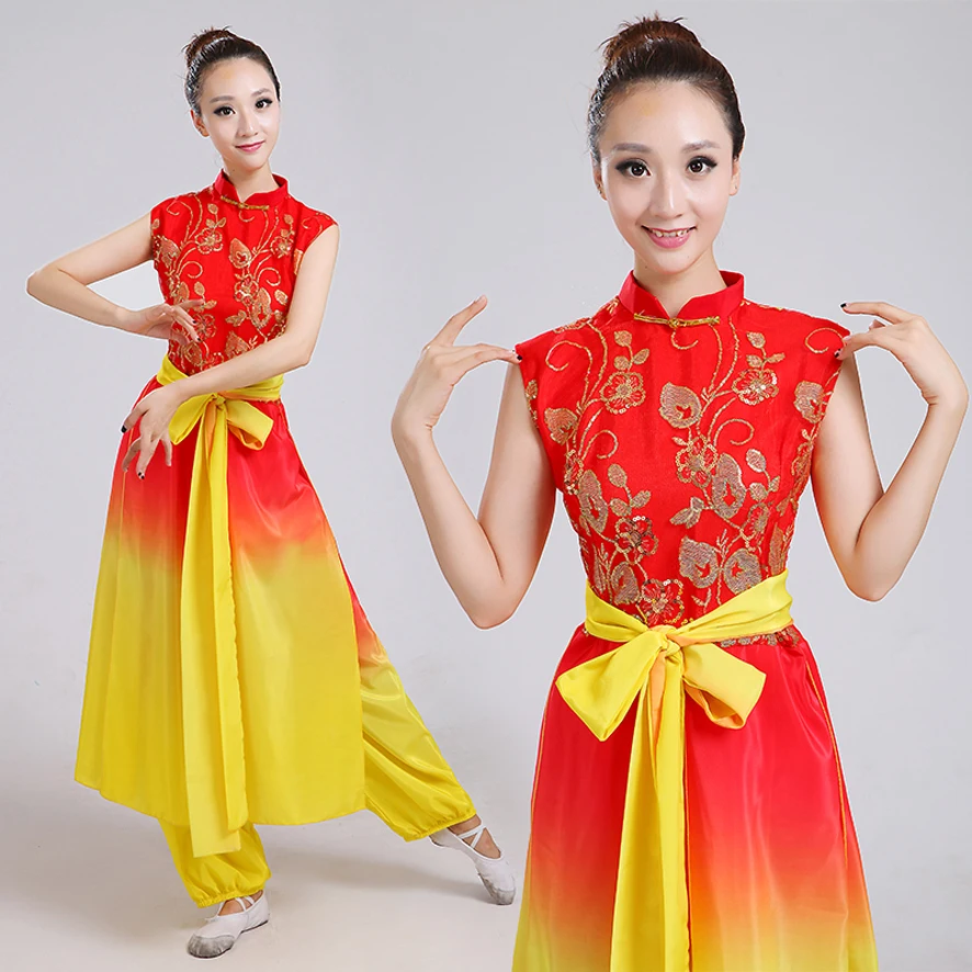 Танцевальный костюм Yangko Китайский народный танец на заказ Chess традиционное платье для женщин