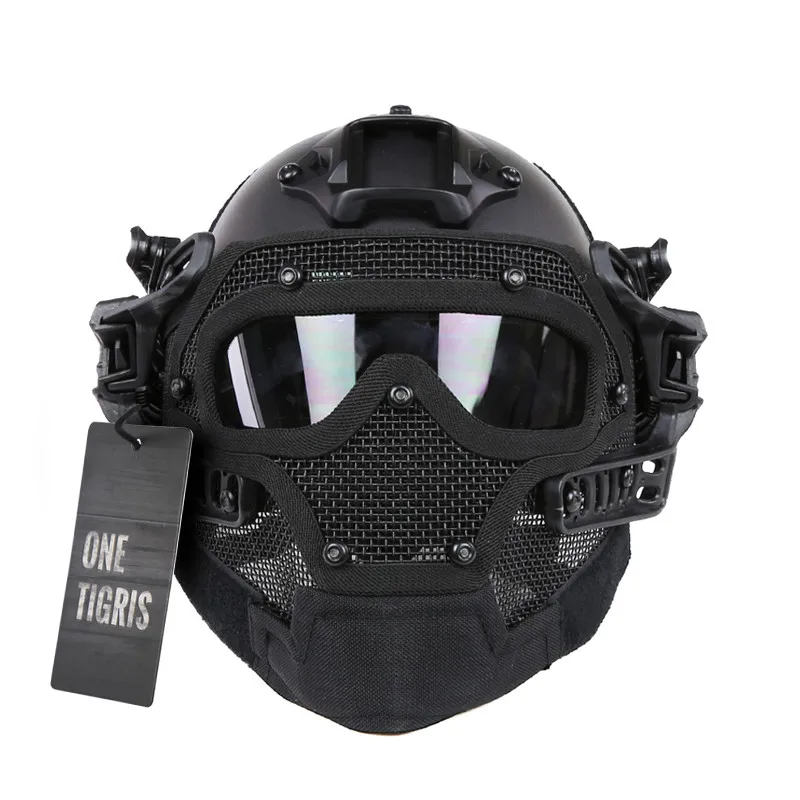 Tactical Fast Helmet PJ Type with Protective Goggle and Mesh