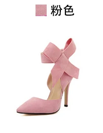 Туфли на высоком каблуке 11 см с очень большим бантом-бабочкой сексуальные конфетка цвет женская обувь для полных большой размер Zapatos Mujer EU35-41 WSH911 - Цвет: Розовый