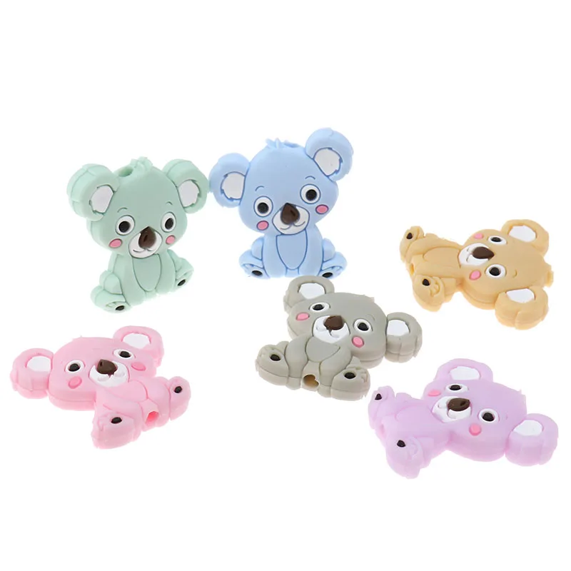 

Fkisbox 15pcs Cute Koala Beads Mini Silicone Animal Teether Bead Bpa Free Babies Teething Jewelry Making Soother Newborn Gifts
