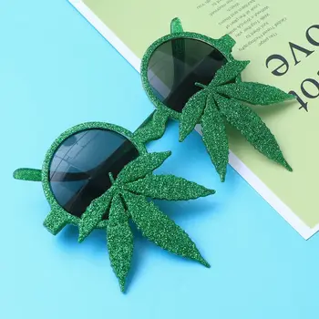 

Green Maple Leaf Sunglasses Photobooth Props Queen Eyewear Party Props Funny Glasses Photo Booth Props Selfie Props Photo booth