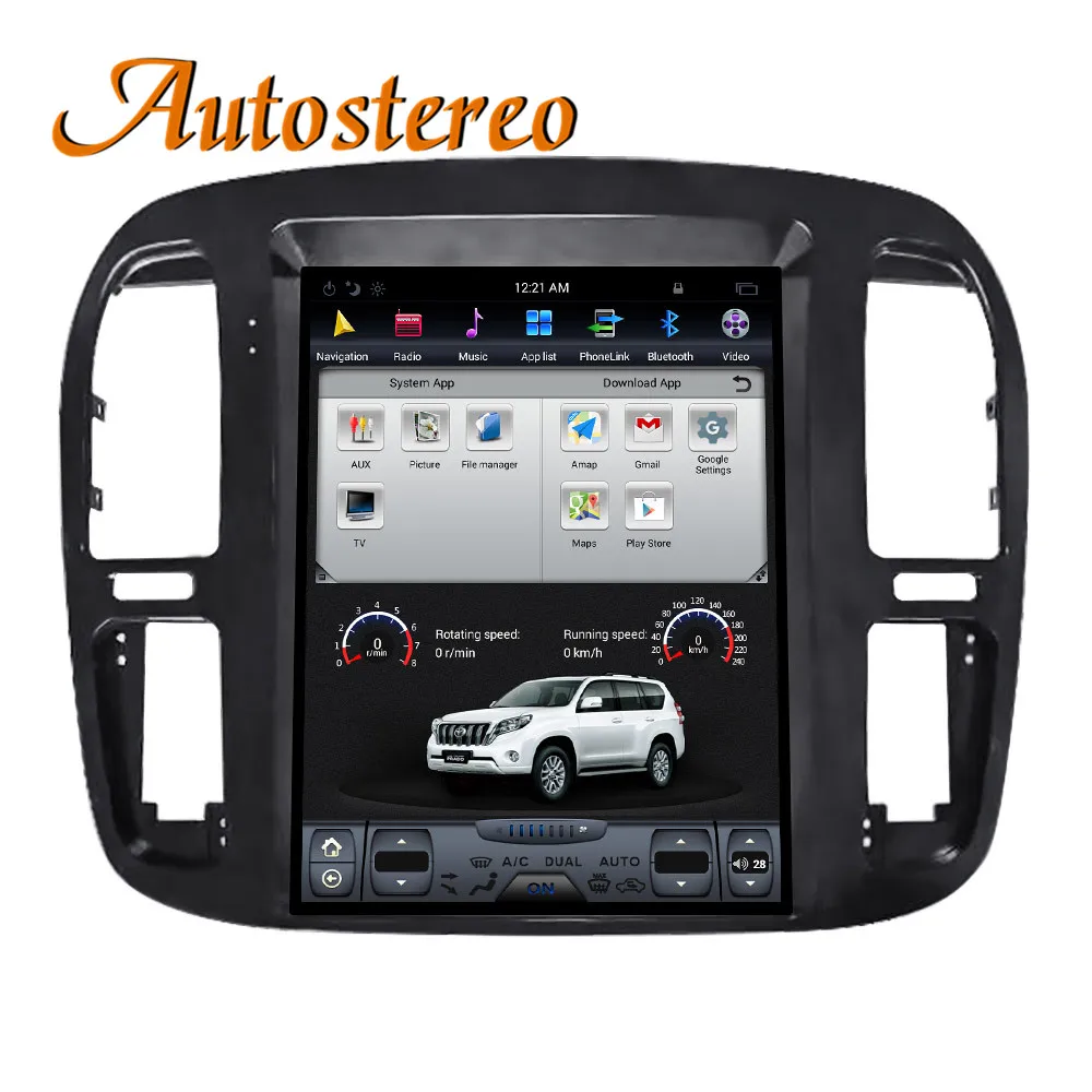 Discount Android 9.0 Tesla style Car GPS Navigation For TOYOTA LAND CRUISER LC100 before 2002 headunit multimedia radio no car DVD player 3