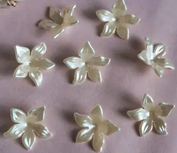 

600pcs 28mm Beautiful ABS Pearl Flower Beads With Hole For Hair Peice Tiaras Jewelry Scrapbooking Craft DIY