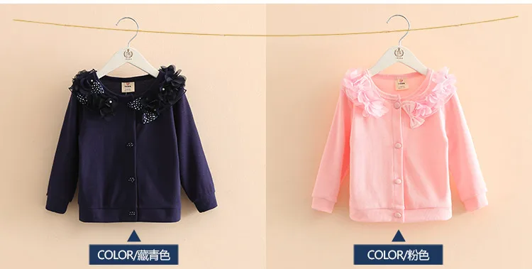 2018 Spring and Autumn Bow Decoration Baby Child Girl Lace Patchwork Pure White and Blue Long-Sleeve Cardigan Top Outerwear (6)