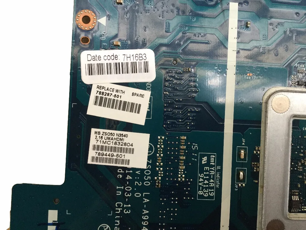  788287-501 FOR HP 15 15-R 15T-R N3540 CPU integrated DDR3 motherboard 788287-001 laptop motherboard