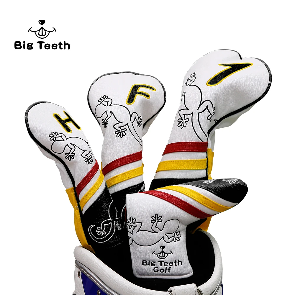 Big Teeth Golf Wood Head Covers Headcover House lizard Driver FW UT Utility Putter Headcovers 4pcs/set Free Shipping Big Teeth Golf Wood Head Covers Headcover House lizard Driver FW UT Utility Putter Headcovers 4pcs/set Free Shipping