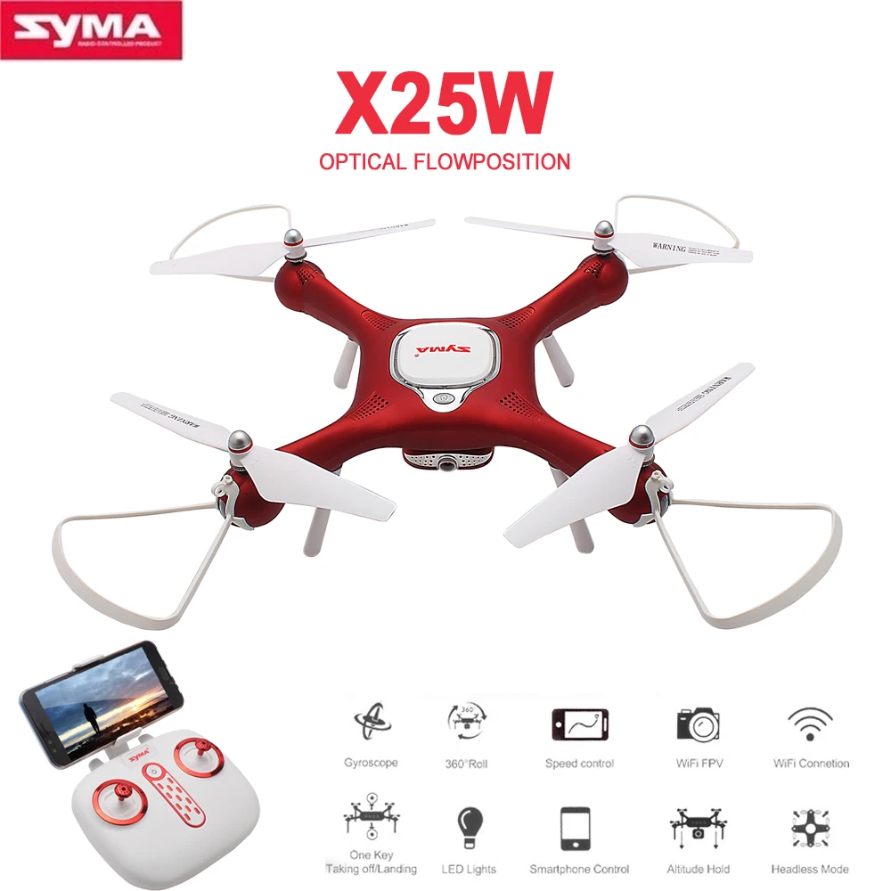 Syma X25W Радиоуправляемый квадрокоптер 720P камера Дрон оптический поток удержание высоты оптическое позиционирование Wifi FPV Регулируемый селфи Дрон
