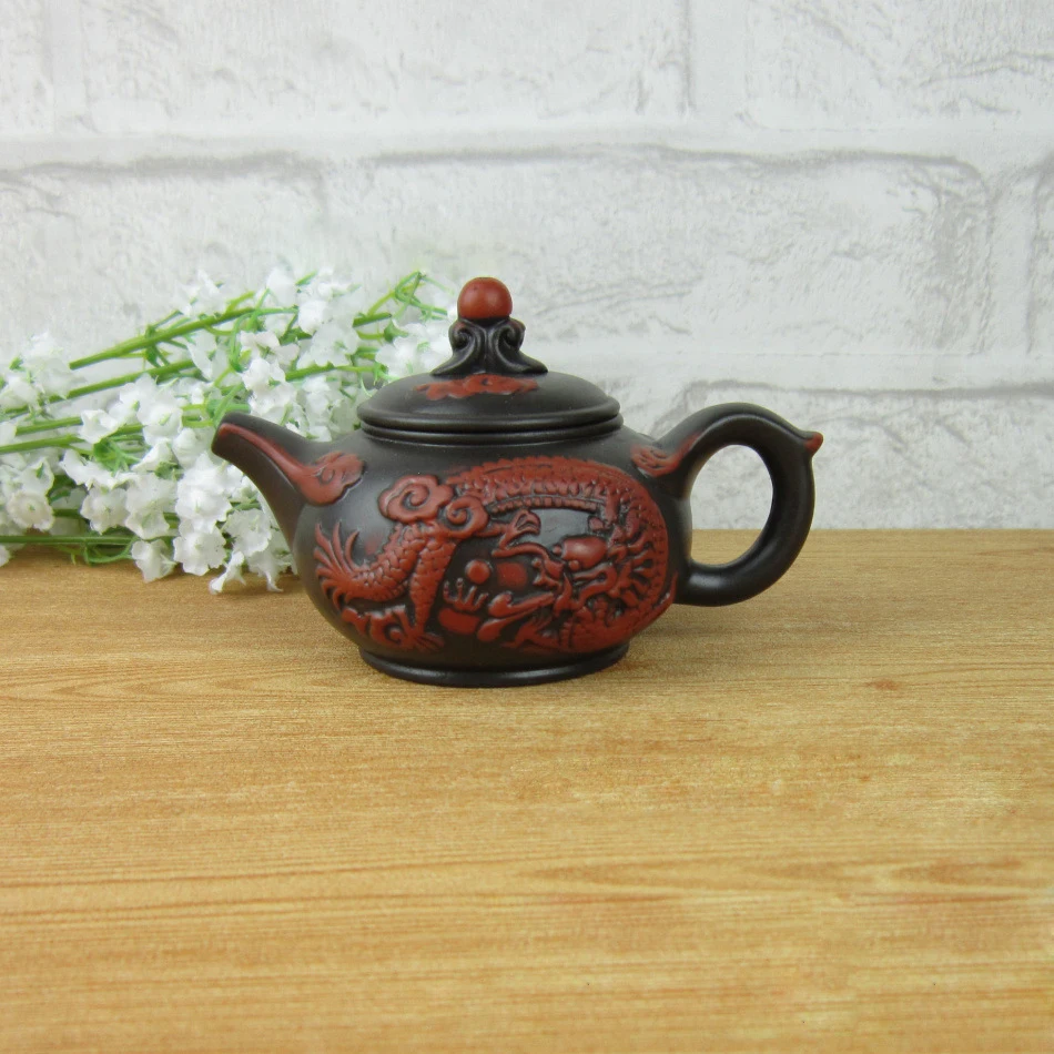 Teapot Imitation antique double dragon pot, rich auspicious Chinese