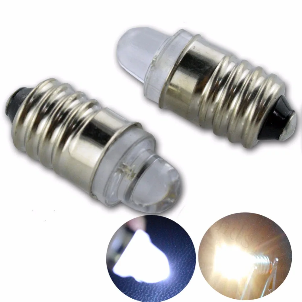 

10pcs E10 DIP 1 LED Flashlight Bulb Lamp Negative Polarity Led Bulb Replacement Flashlight Torch bulb 12 Volt Screw bulb