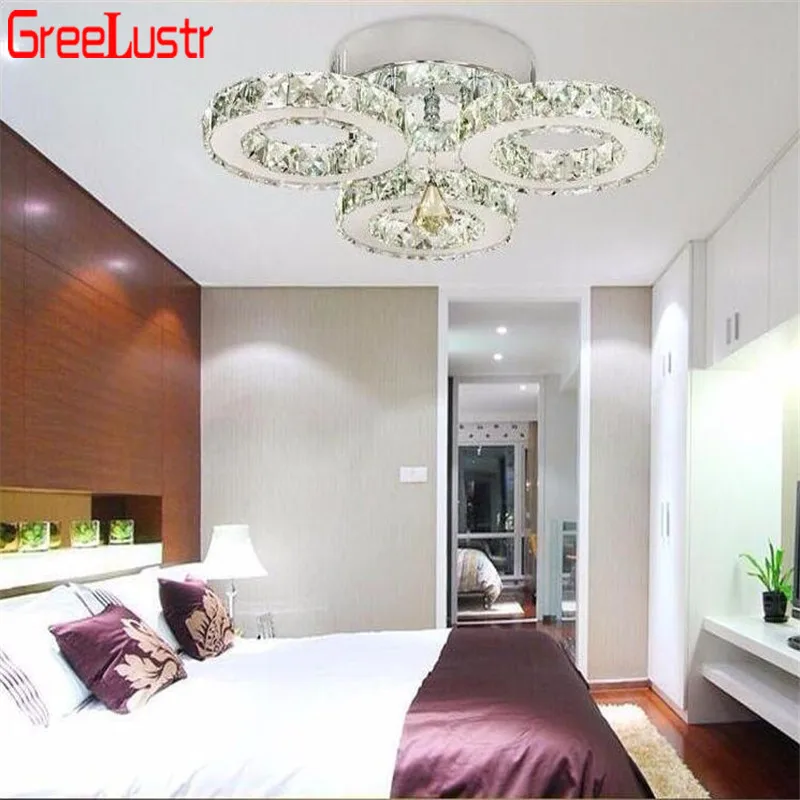  3/5 Rings K9 Crystal LED Chandeliers Lighting Modern Chrome Plafon Lustre Luminaire Stainless Steel - 32925966676