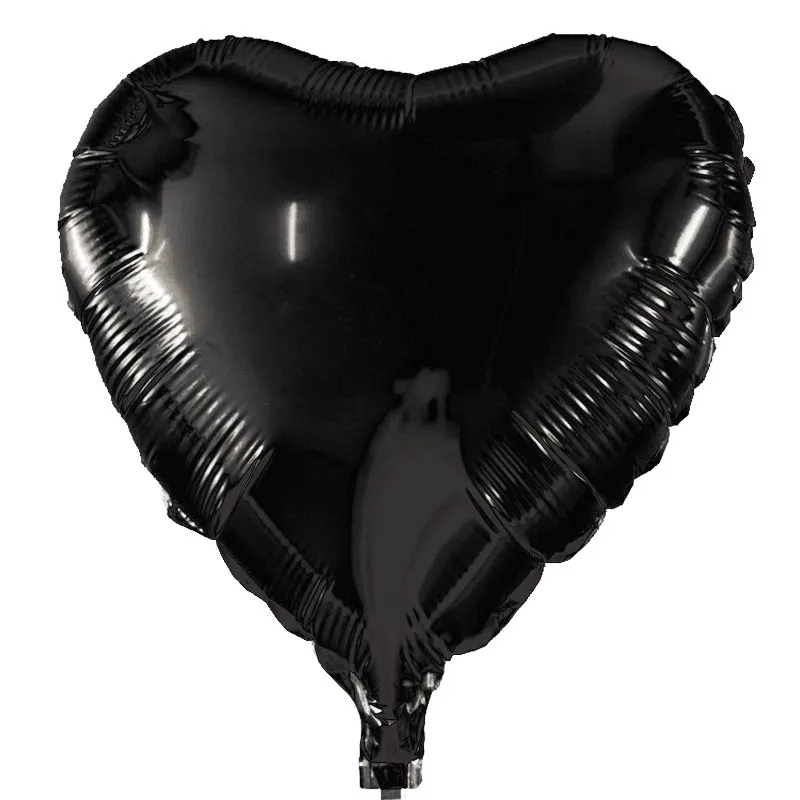 18 дюймов Свадебные вечерние шары в форме сердца, красные воздушные шары из фольги, воздушные шары для свадьбы S7XN - Цвет: Черный