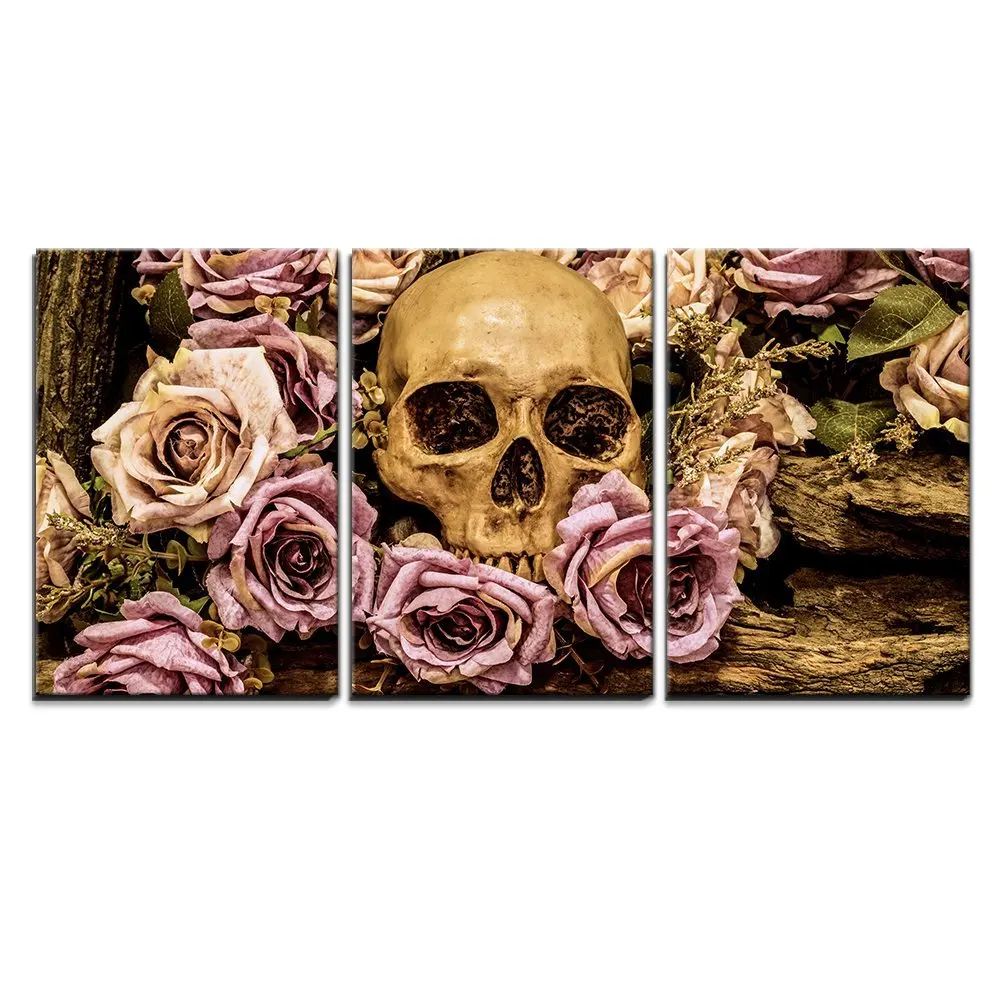 

Human Skull Roses Background - Canvas Art Wall Decor Picture print oil Painting Drop shipping