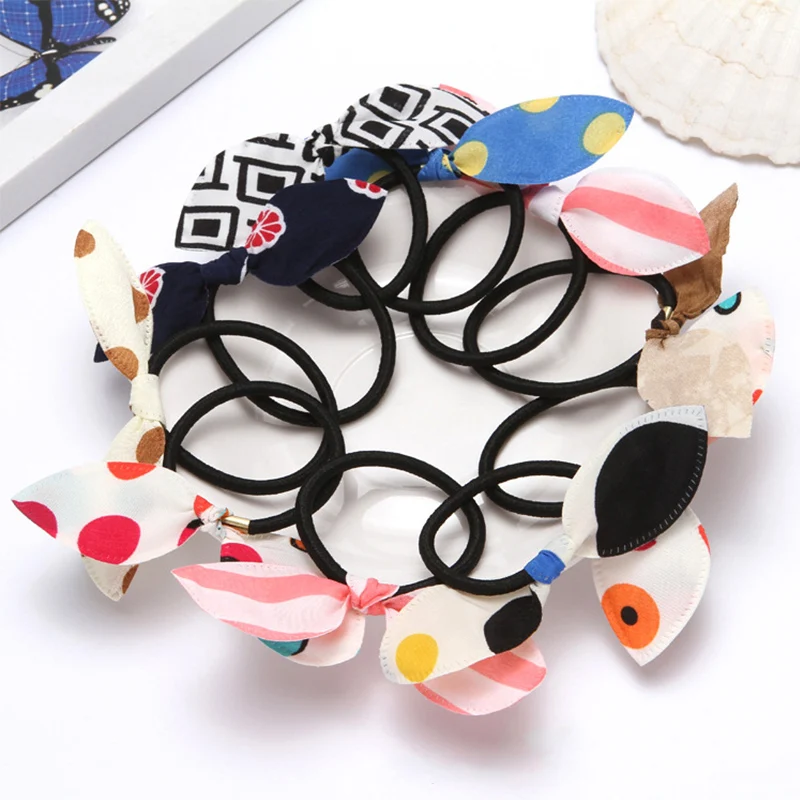 

Hot Cloth Rabbit Ear Hair Rope Cloth Elastic Hair Bands Headdress Women's Fashion Simple Style Hair Band