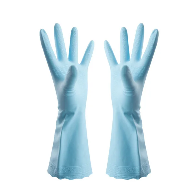 1 пара прочный Противоскользящий водостойкий ПВХ резиновые перчатки одежда посуда Стиральная Бытовая 4 цвета перчатки с длинным рукавом S/M/L - Цвет: Небесно-голубой