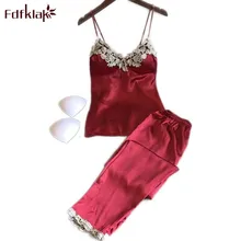 Fdfklak Женская одежда для сна Сексуальный Атласный пижамный комплект летняя Пижама с кружевами женские пижамы ночной костюм для женщин пижама Сексуальная Mujer Q640