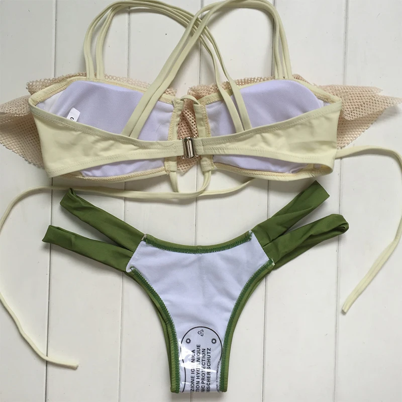 VIAOLI сексуальный набор микро-бикини сплит плетеный Канат Bangdage открытые купальные костюмы зеленый сплошной низ купальный костюм летние пляжные Вечерние