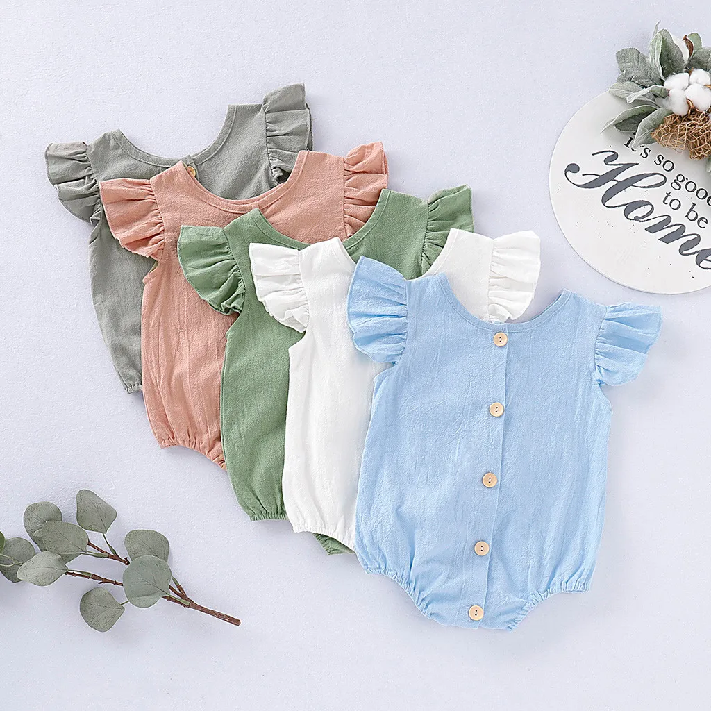 

Newborn Infant Baby Girl Sleeveless Solid Romper Jumpsuit Clothes Outfits baby girl clothes newk tulum ubranka dla niemowlat