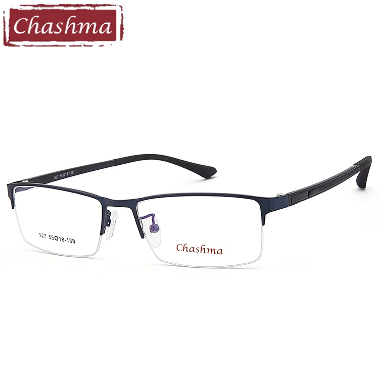 Chashma бренд Мужская модная рамка для очков Легкий вес сплава TR 90 очки в оправе-половинке для мужчин - Цвет оправы: Синий
