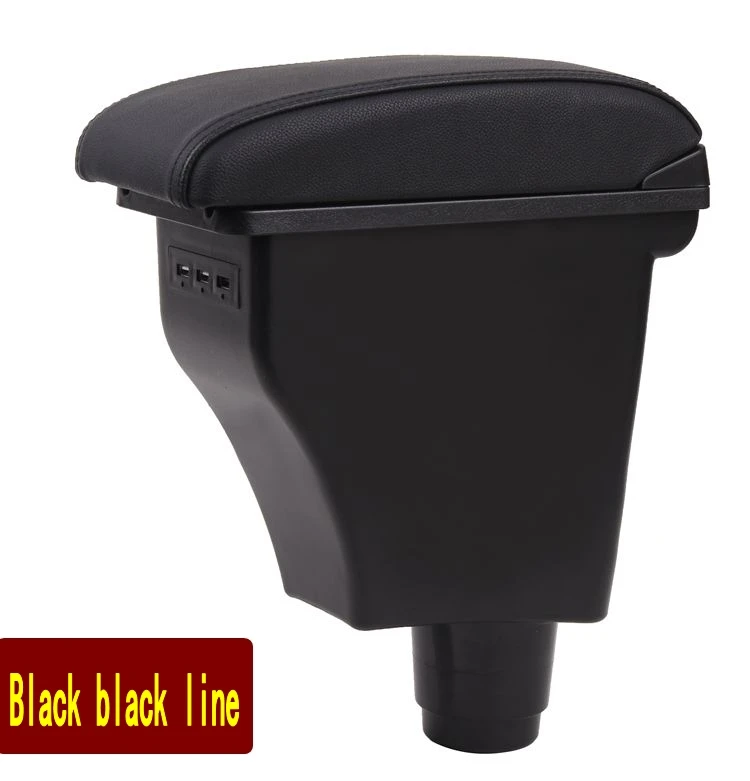 For Dacia Renault Logan armrest box 2013- Dual Armrest Cup Holder Box Leather Arm Rest Console - Название цвета: Black black lines