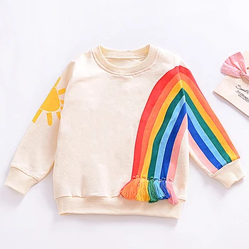 

Children's Rainbow Sweatshirt For Girls Spring Autumn Cotton Casual Top Boys Sports T-shirt Costumes Baby Kids Clothing 1-5Y Tee