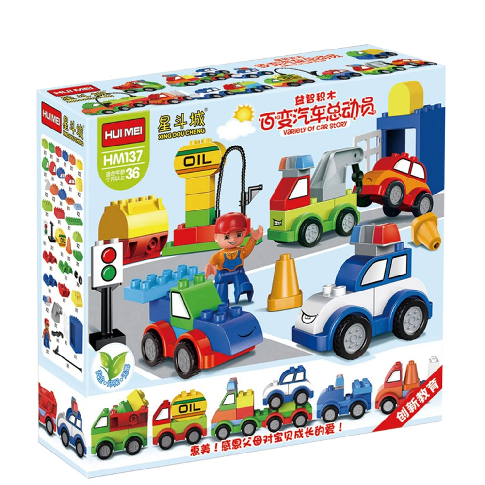 52 шт. Детский конструктор История автомобиля|compatible with lego|compatible lego duploblock bricks |