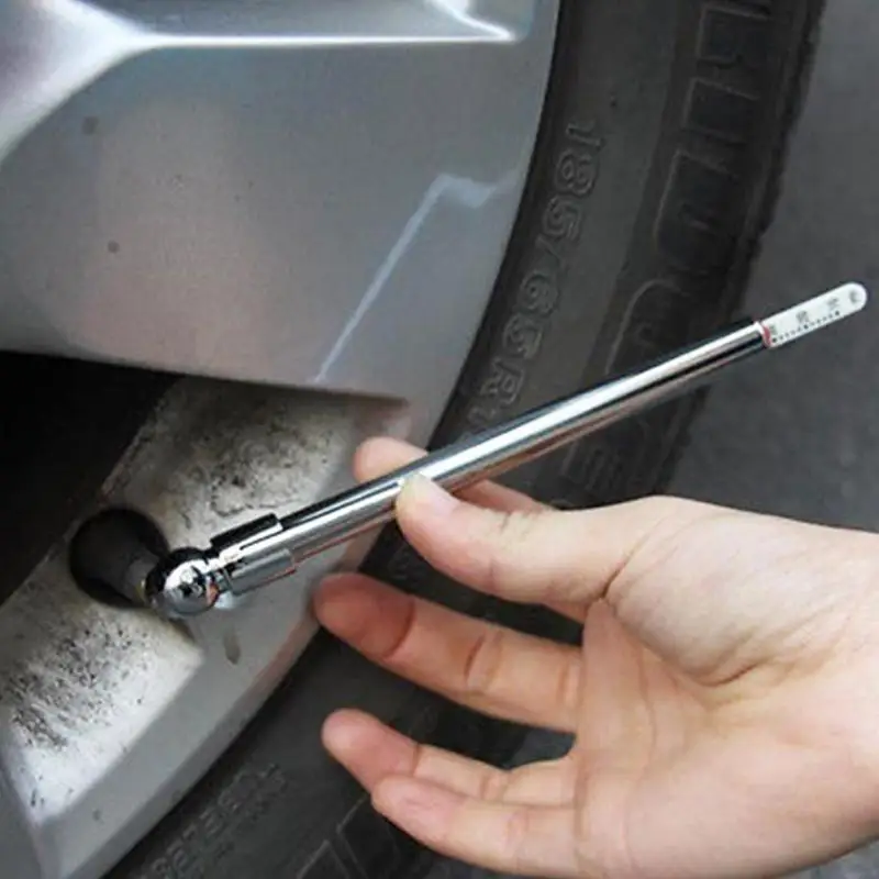 

100 pcs Portable Tire Air Pressure Test Gauge Pen Vehicle Car Motorcycle Tyre Test Meter Pen Silvery 5-50 PSI Diagnostic Tools
