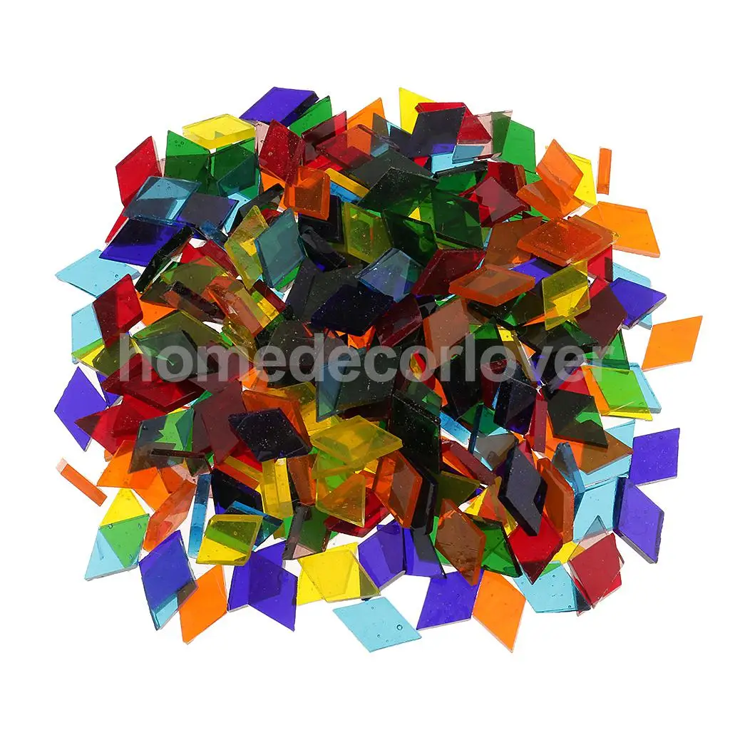 Assorted Colors Clear Glass Pieces Mosaic Making Tiles Tessera for Puzzle Arts DIY Craft Accessories