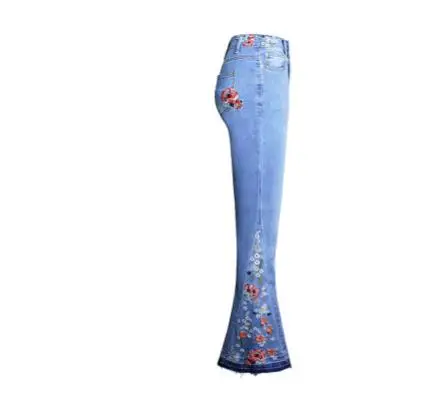 Embroidery Stretchy Flare Jeans Women Stretching Bell-Bottoms Jeans For Girls Trousers Women Jeans Large Size Flare Pants K1020