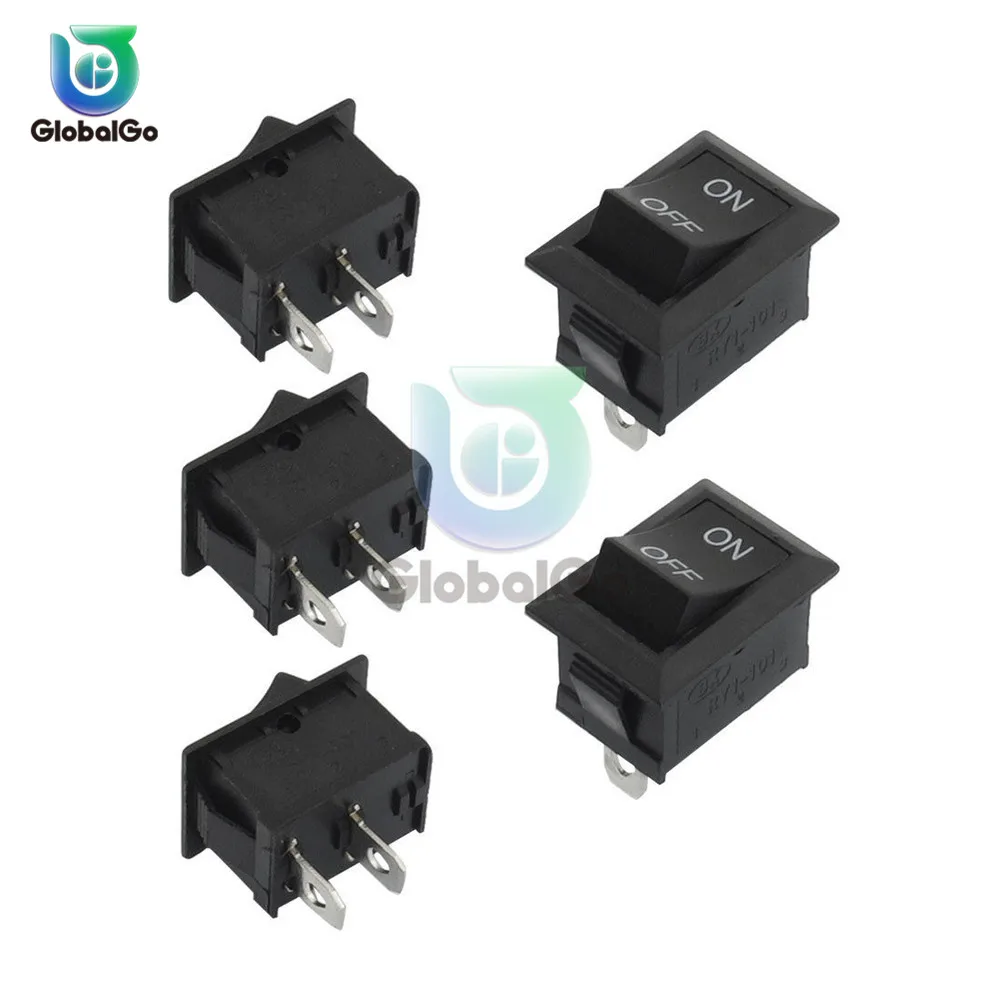 

5pcs/Lot Push Button Mini Switch 6A 250V KCD1-101 2Pin Snap-in On/Off Boat Rocker Switch ON OFF Toggle Switches Black