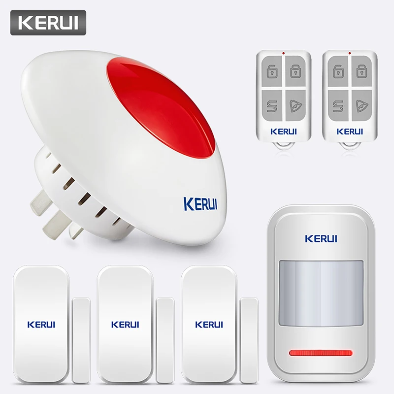 KERUI de alta calidad inalámbrico intermitente sirena sistema de alarma Flash cuerno rojo luz estroboscópica sirena Kit 433 MHz traje para la mayoría sistema de alarma