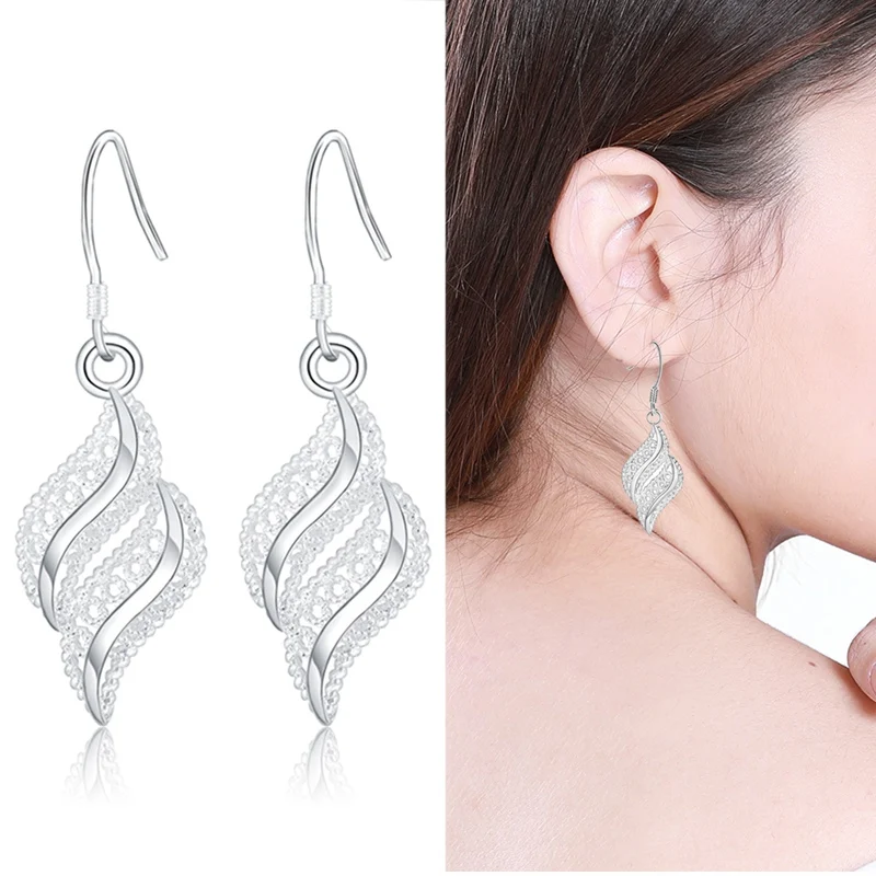 

New Fashion 2019 Vintage Women Drop Earrings Hollow Dangle Long Earring Silver Color Trendy Jewelry
