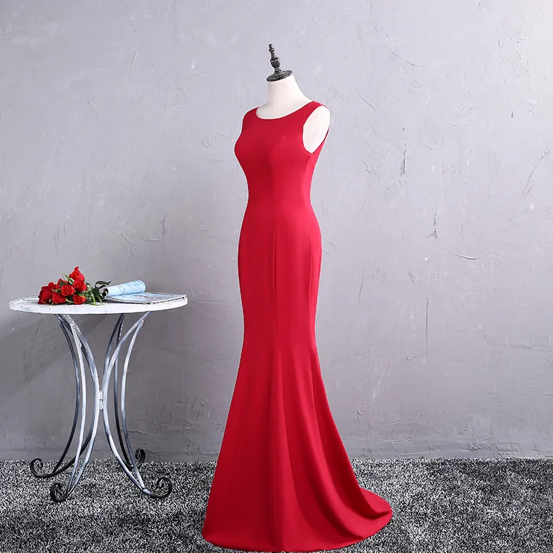 JaneVini простой красный Русалка Формальное платье с длинным развертки Поезд атласная мама невесты платья для свадеб вечернее платье без